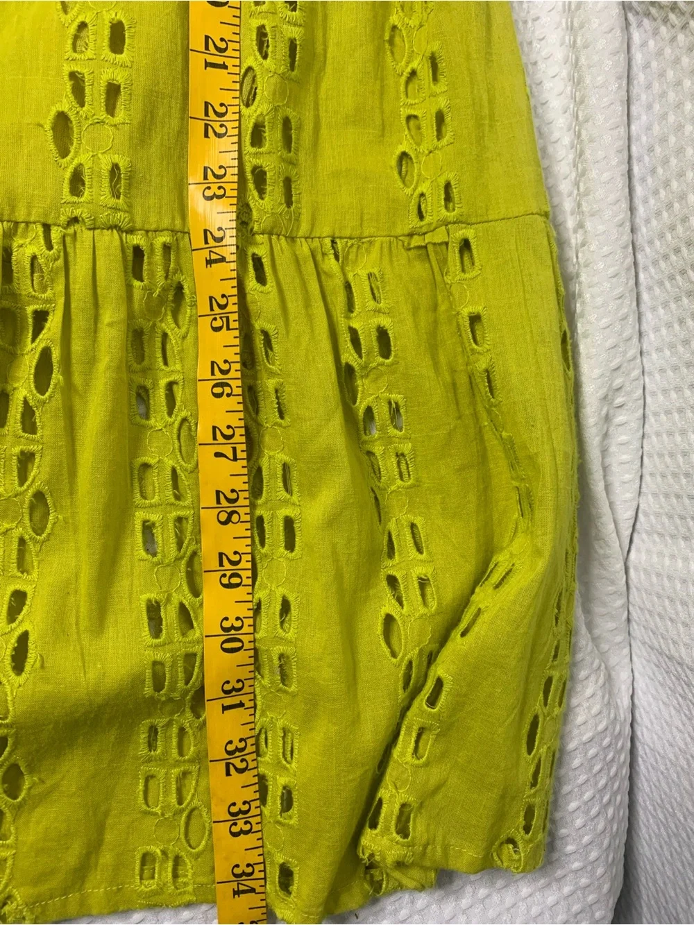Nation AK Outfits Cotton Yellow Green Eyelet Button-Front Midi Skirt large - Picture 4 of 6